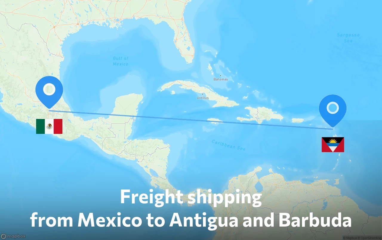 Shipping route from Mexico to Antigua and Barbuda