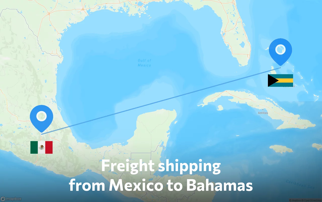 Shipping route from Mexico to Bahamas