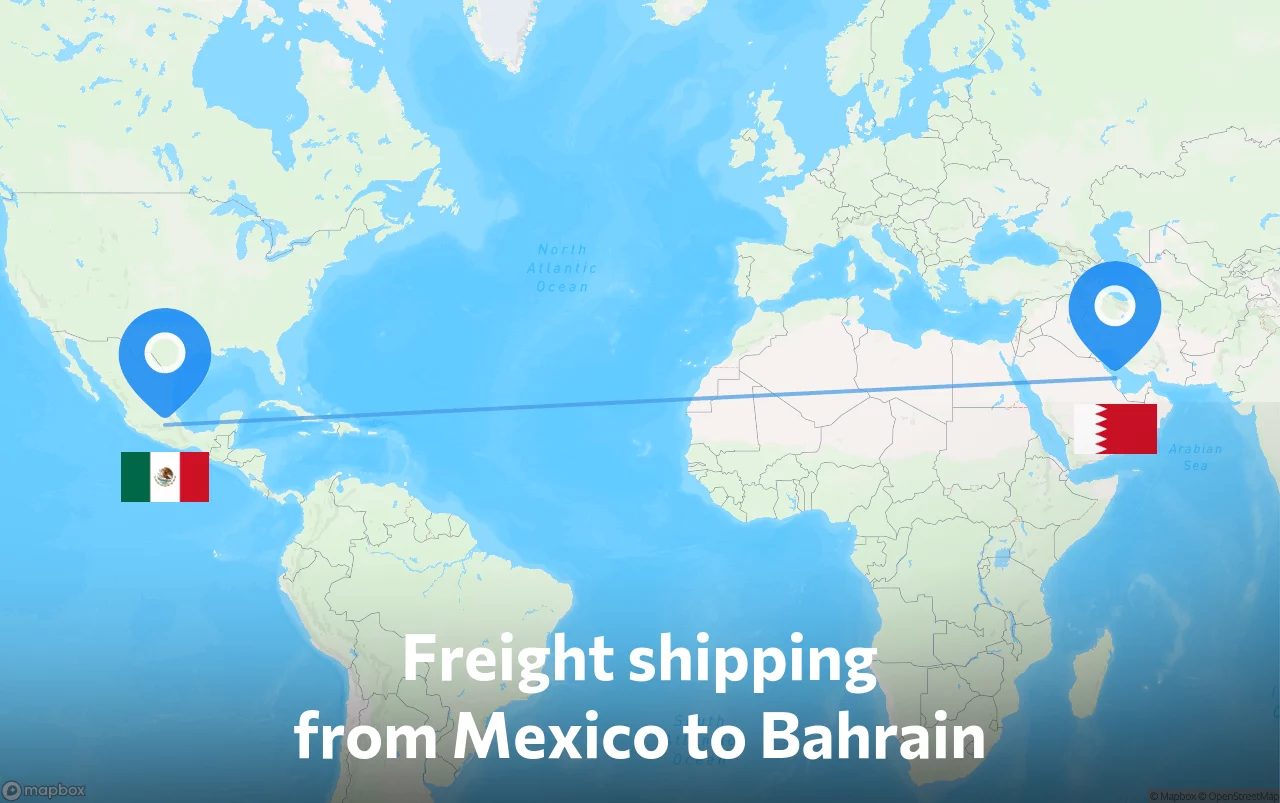 Shipping route from Mexico to Bahrain