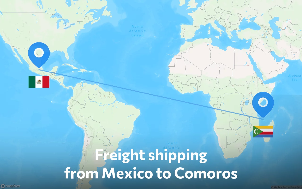 Shipping route from Mexico to Comoros