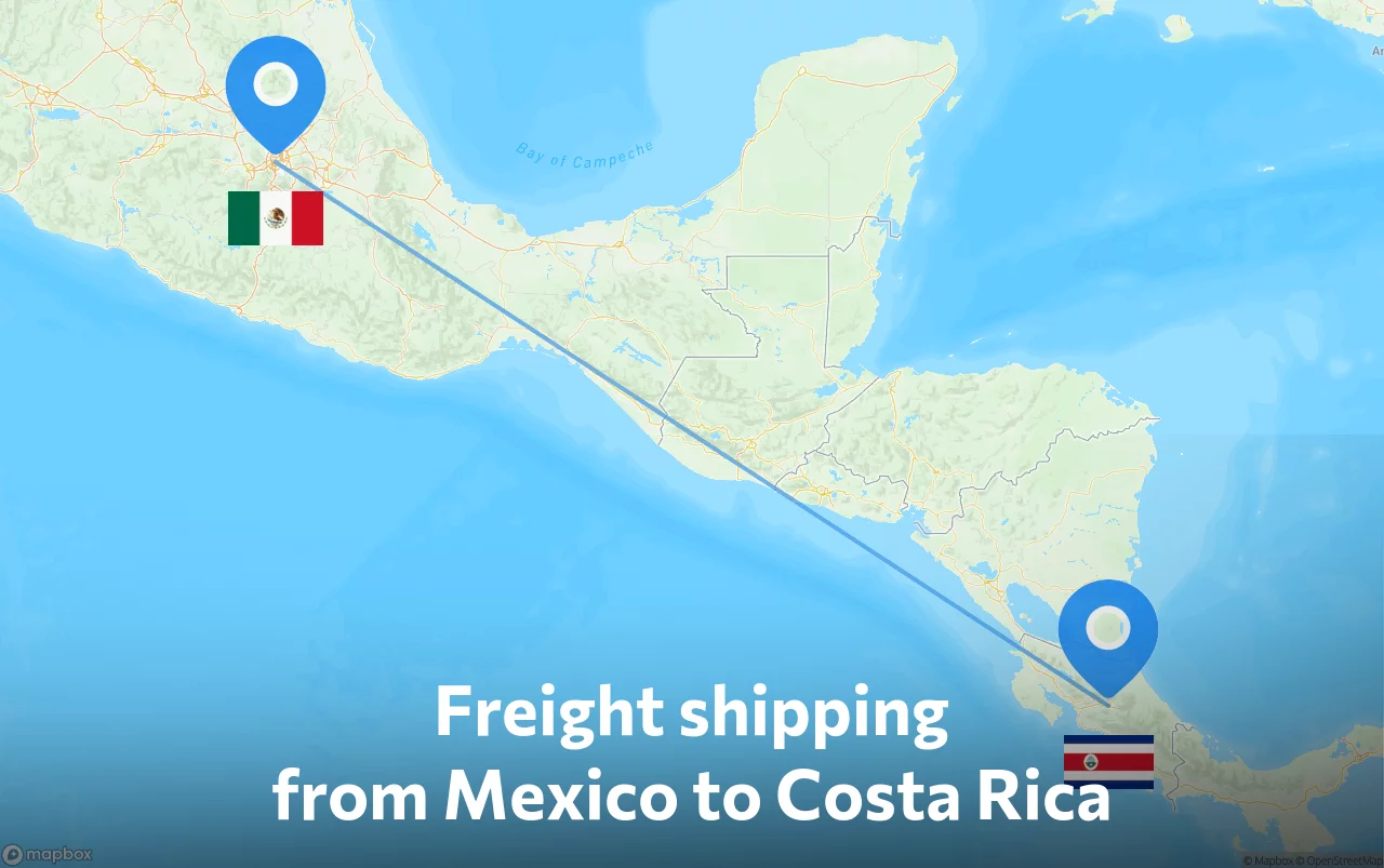 Shipping route from Mexico to Costa Rica