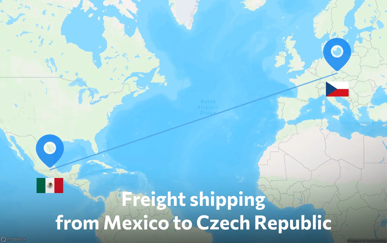 Shipping route from Mexico to Czech Republic