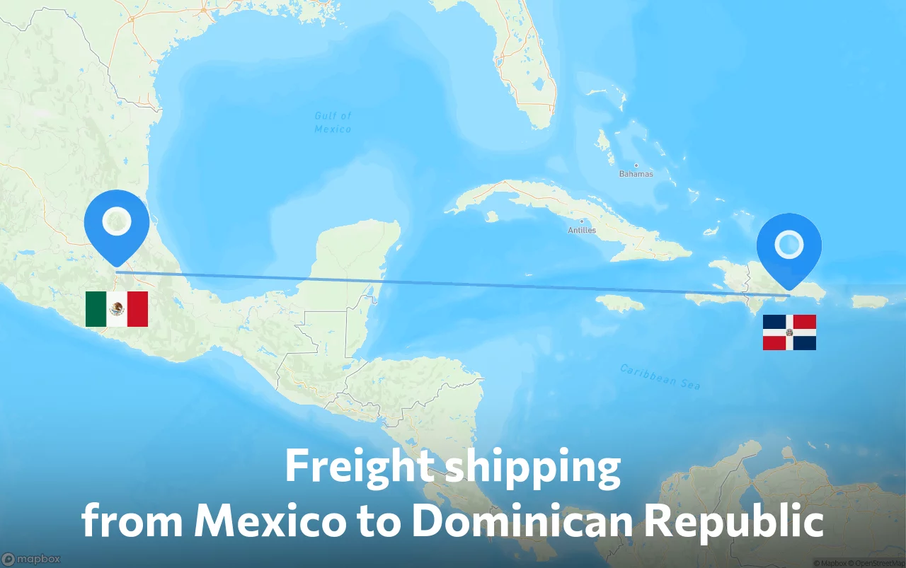 Shipping route from Mexico to Dominican Republic