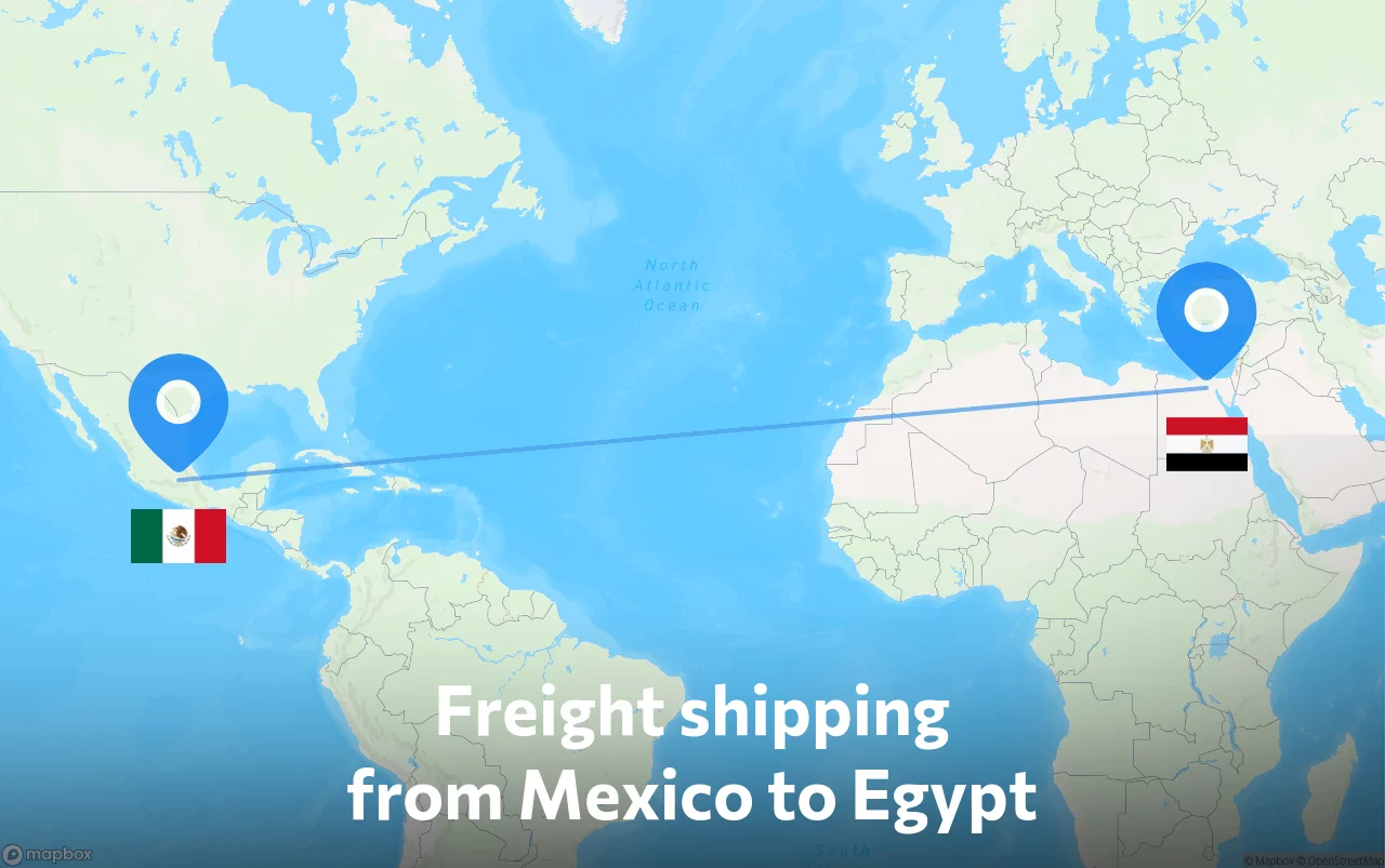 Shipping route from Mexico to Egypt