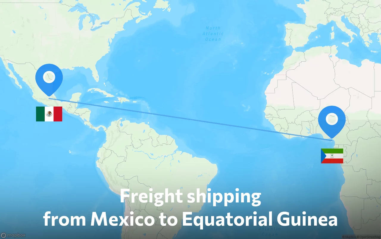 Shipping route from Mexico to Equatorial Guinea