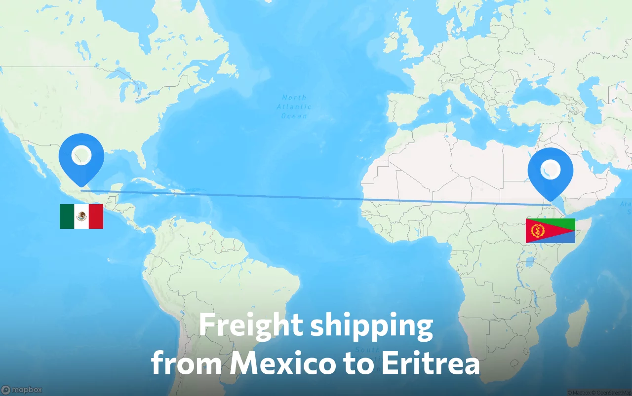 Shipping route from Mexico to Eritrea