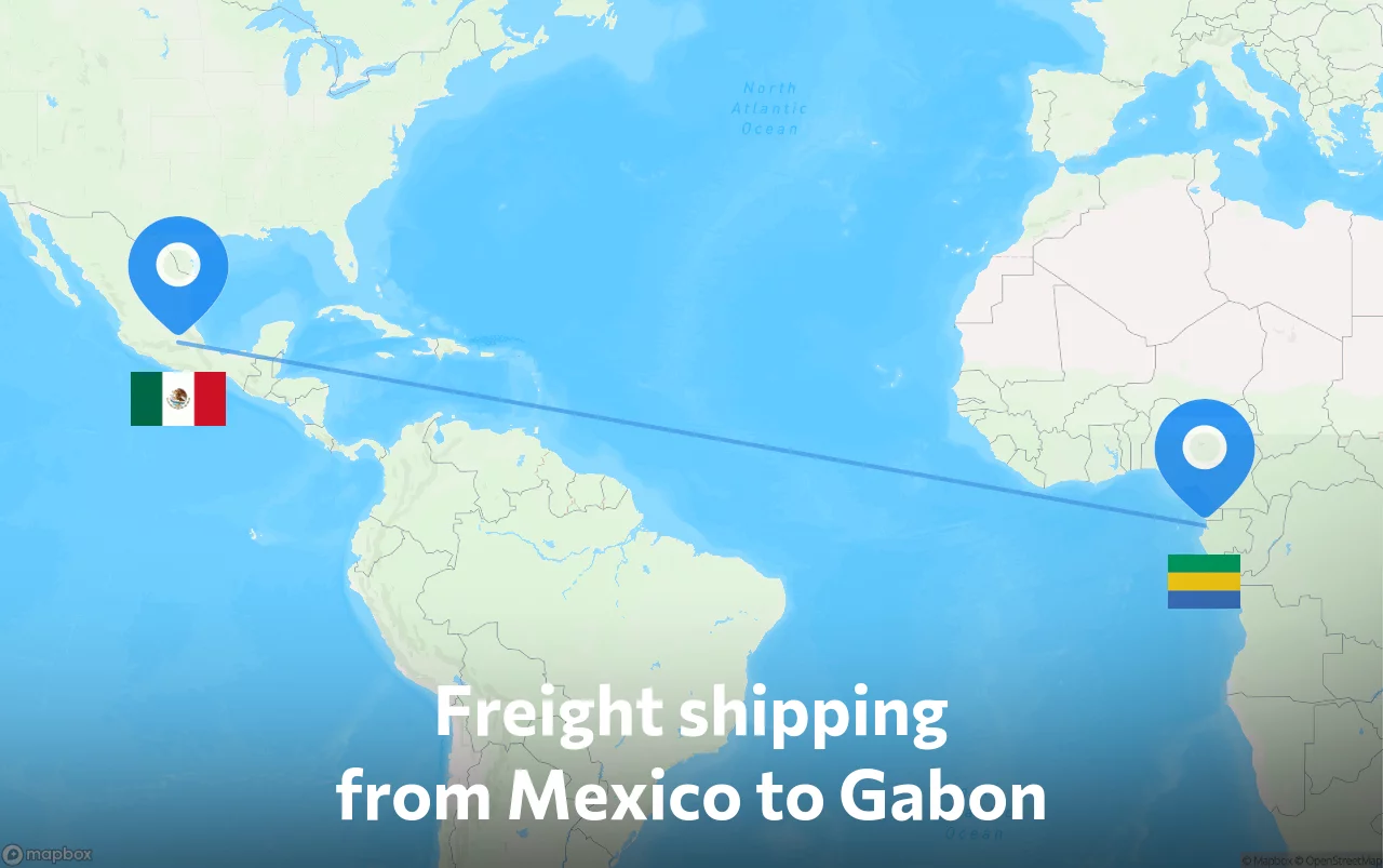Shipping route from Mexico to Gabon