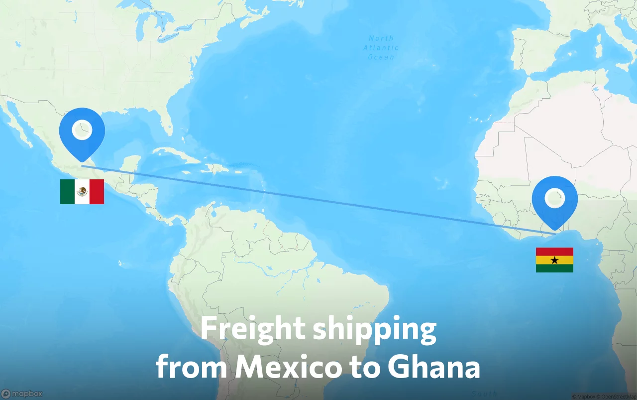 Shipping route from Mexico to Ghana