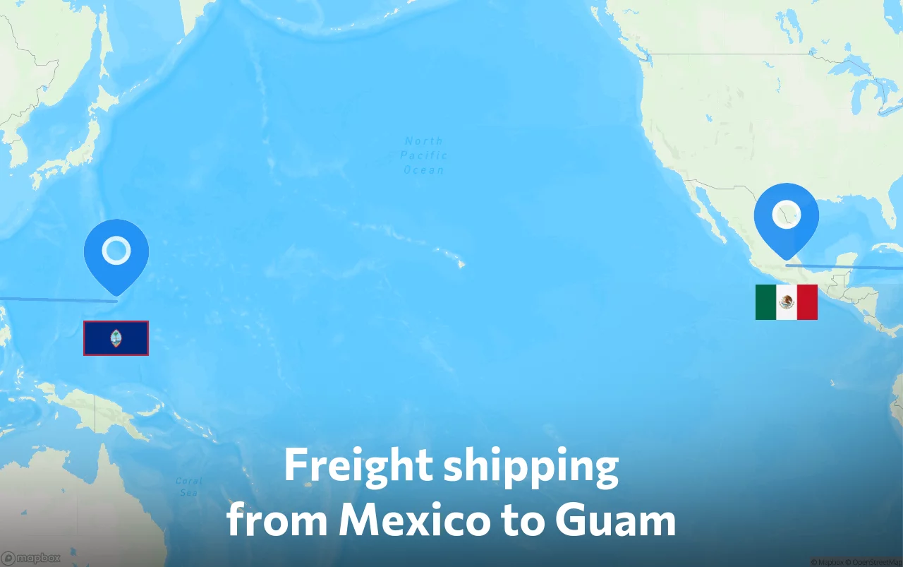 Shipping route from Mexico to Guam