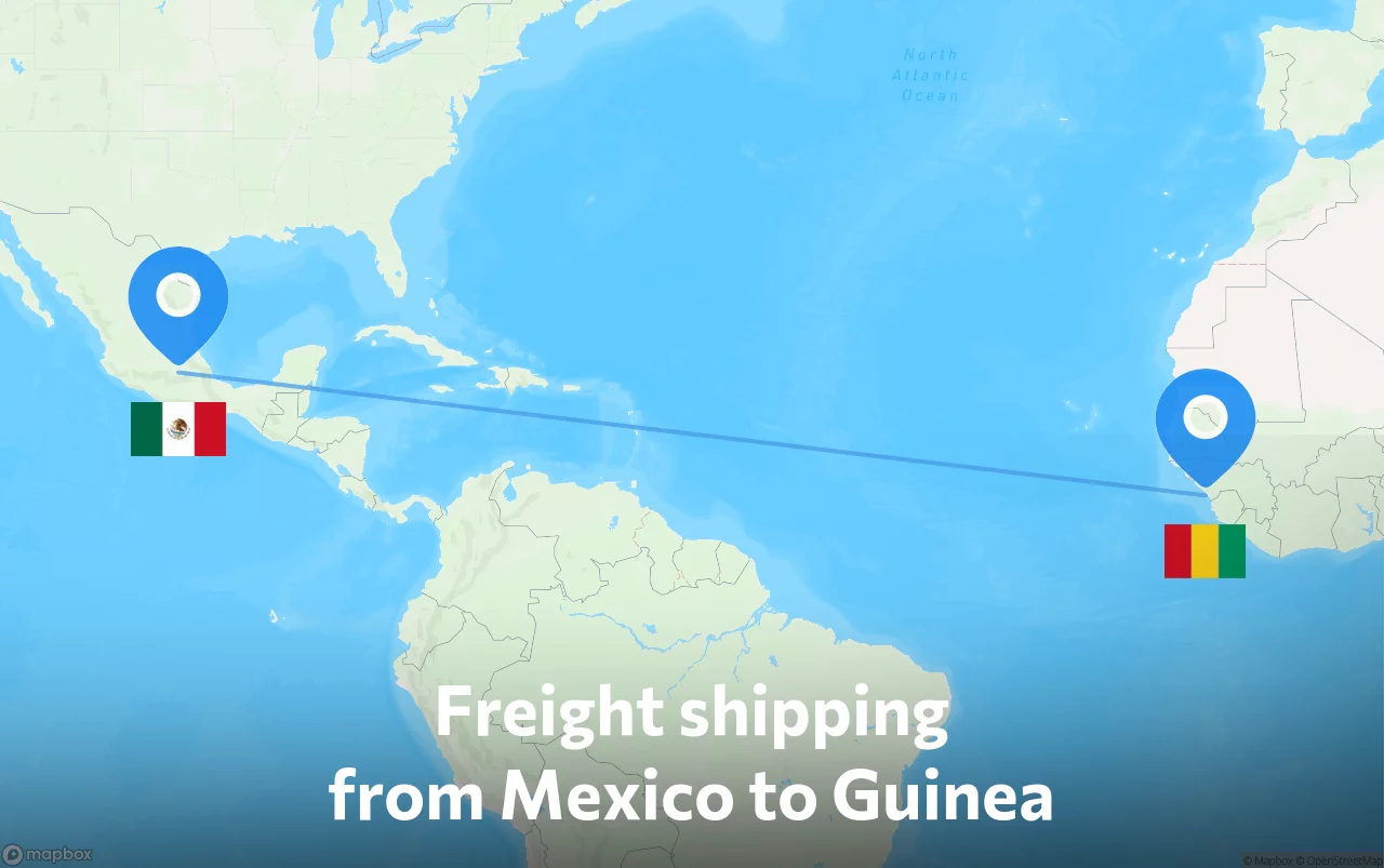 Shipping route from Mexico to Guinea