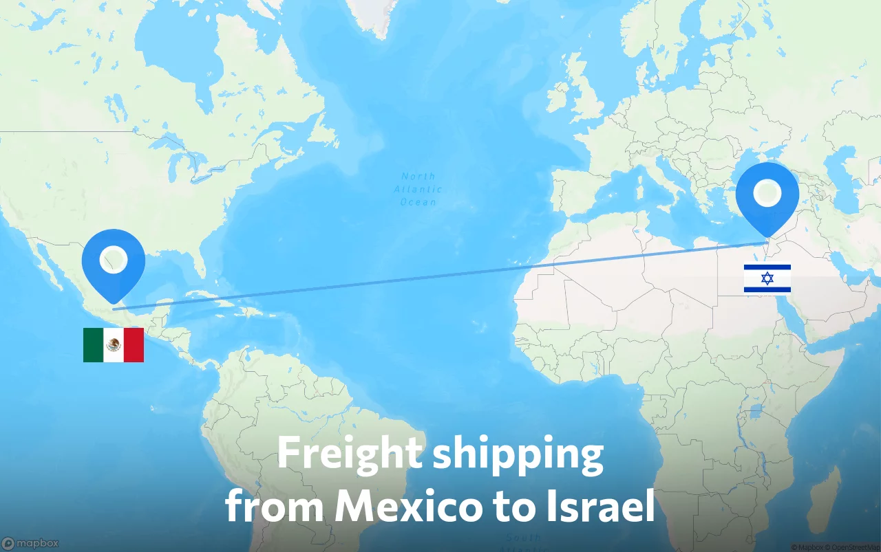 Shipping route from Mexico to Israel