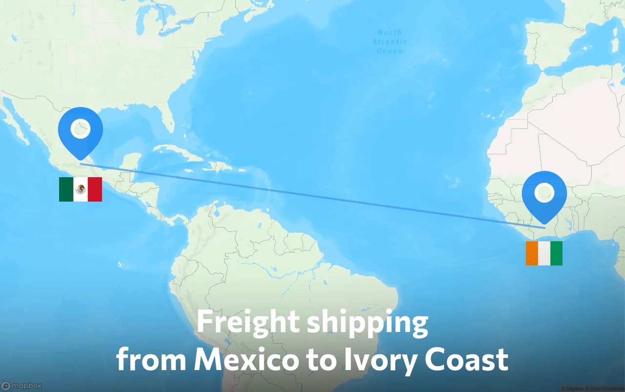 Shipping route from Mexico to Ivory Coast