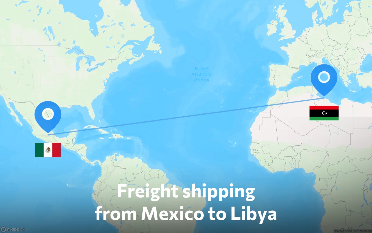 Shipping route from Mexico to Libya