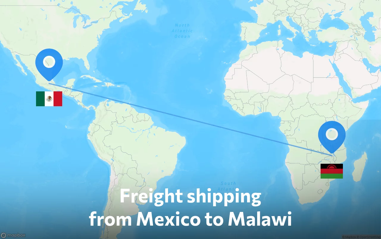 Shipping route from Mexico to Malawi