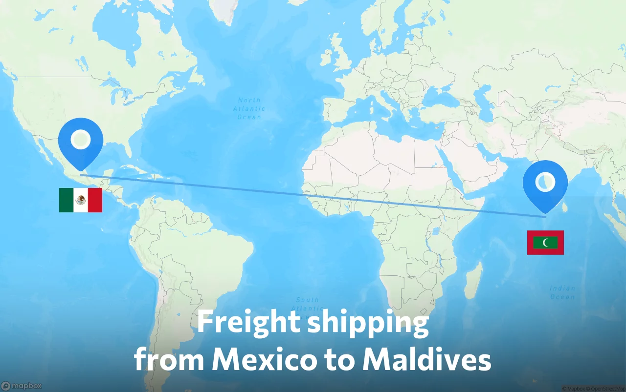 Shipping route from Mexico to Maldives