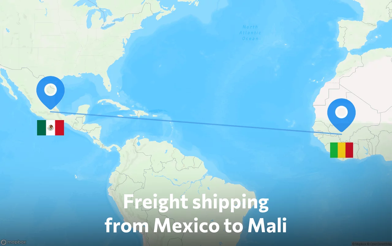 Shipping route from Mexico to Mali
