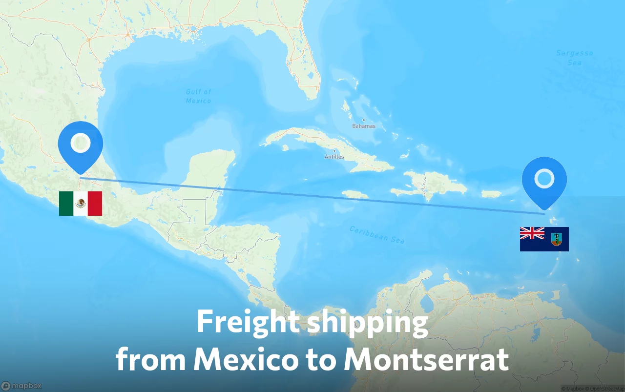 Shipping route from Mexico to Montserrat