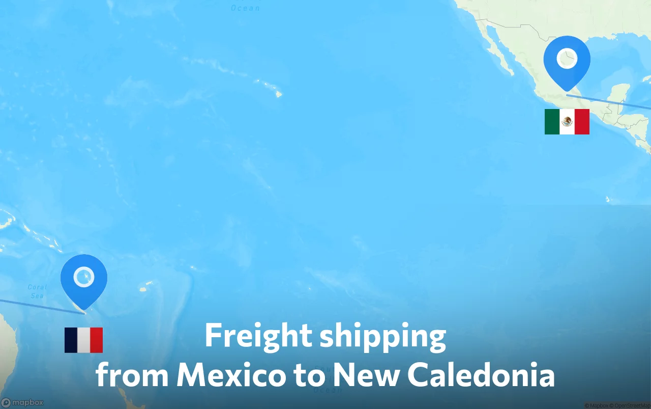 Shipping route from Mexico to New Caledonia