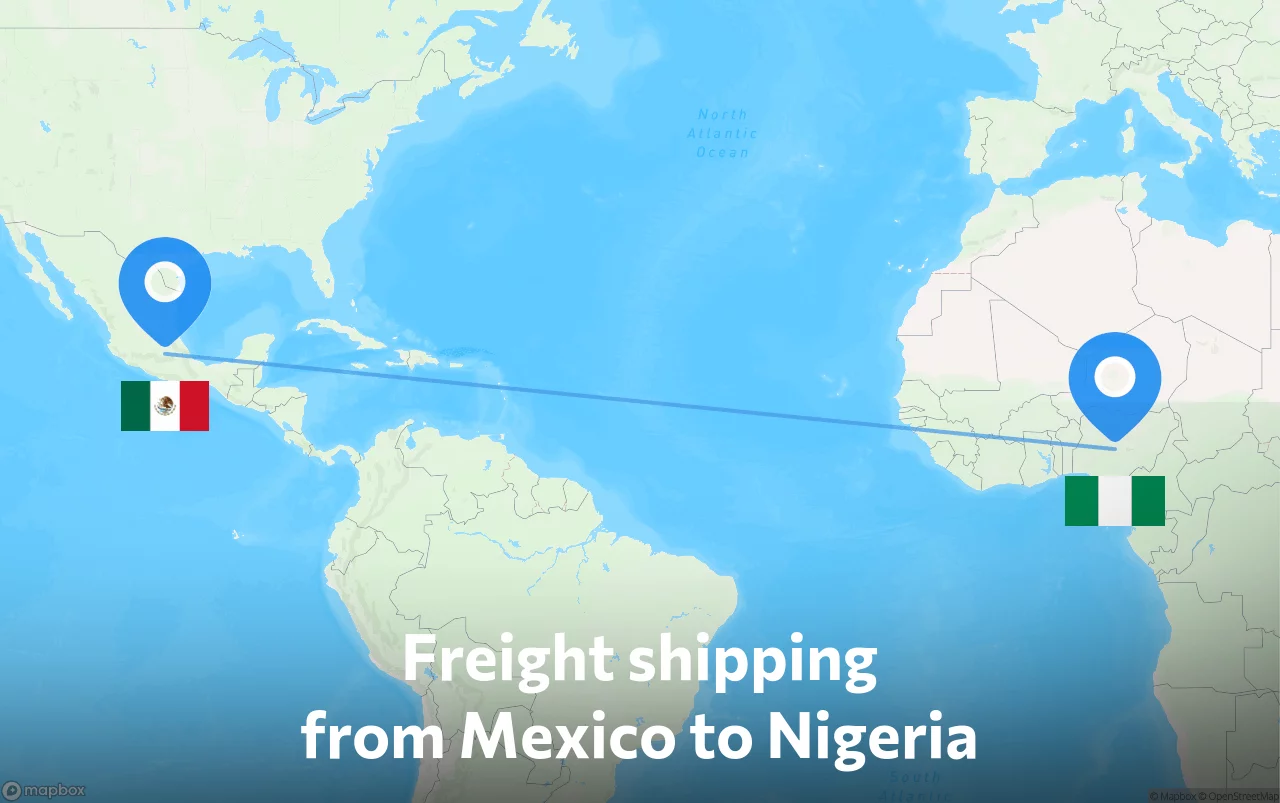 Shipping route from Mexico to Nigeria