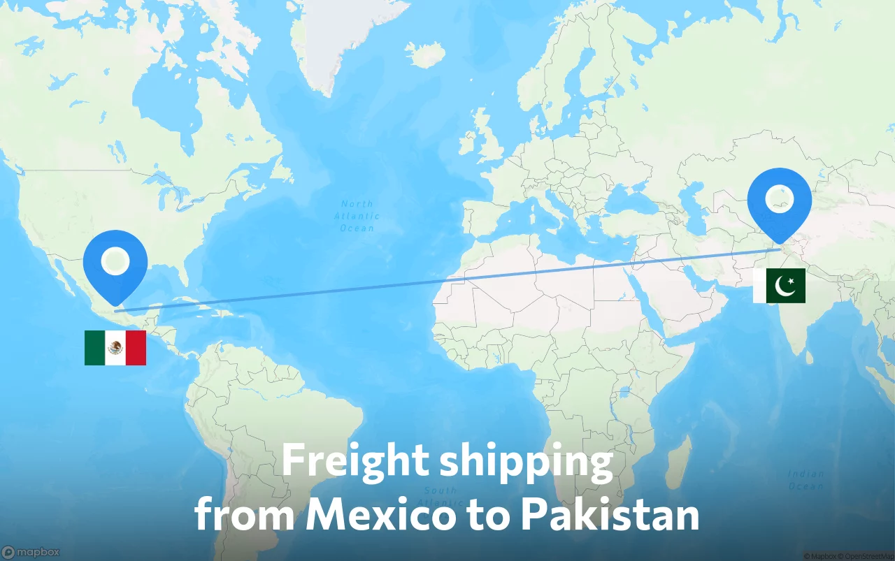 Shipping route from Mexico to Pakistan