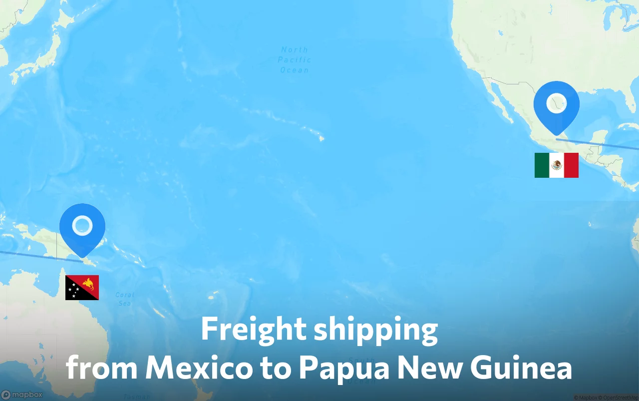 Shipping route from Mexico to Papua New Guinea