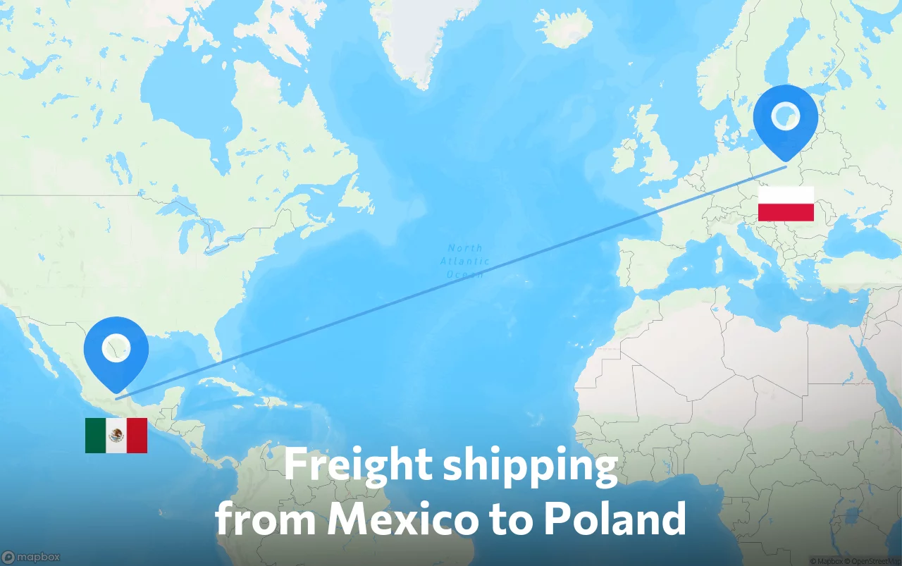 Shipping route from Mexico to Poland