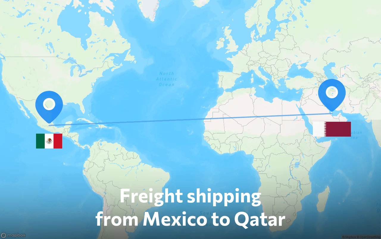 Shipping route from Mexico to Qatar