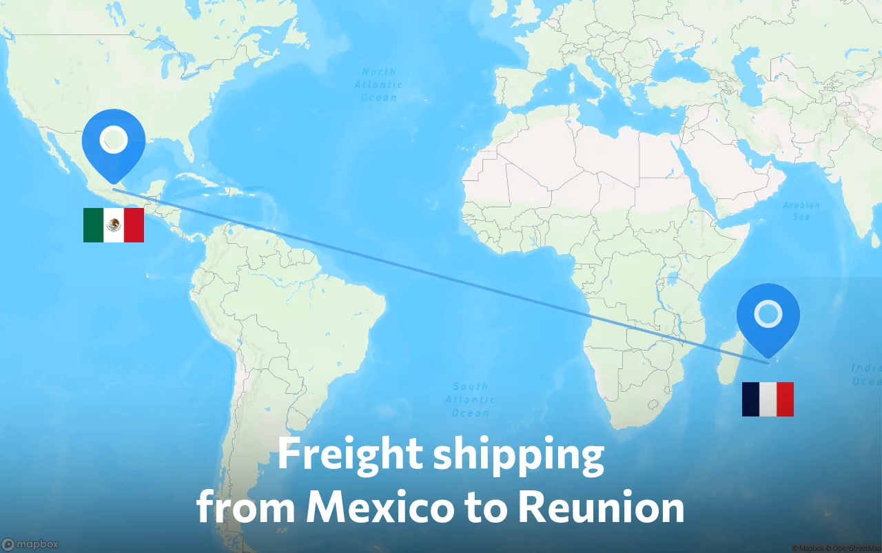 Shipping route from Mexico to Reunion