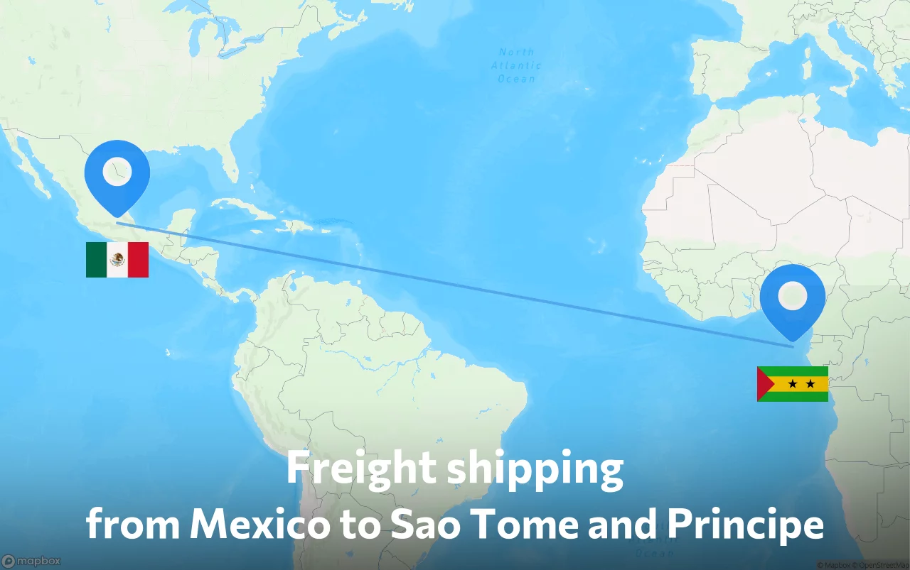 Shipping route from Mexico to Sao Tome and Principe