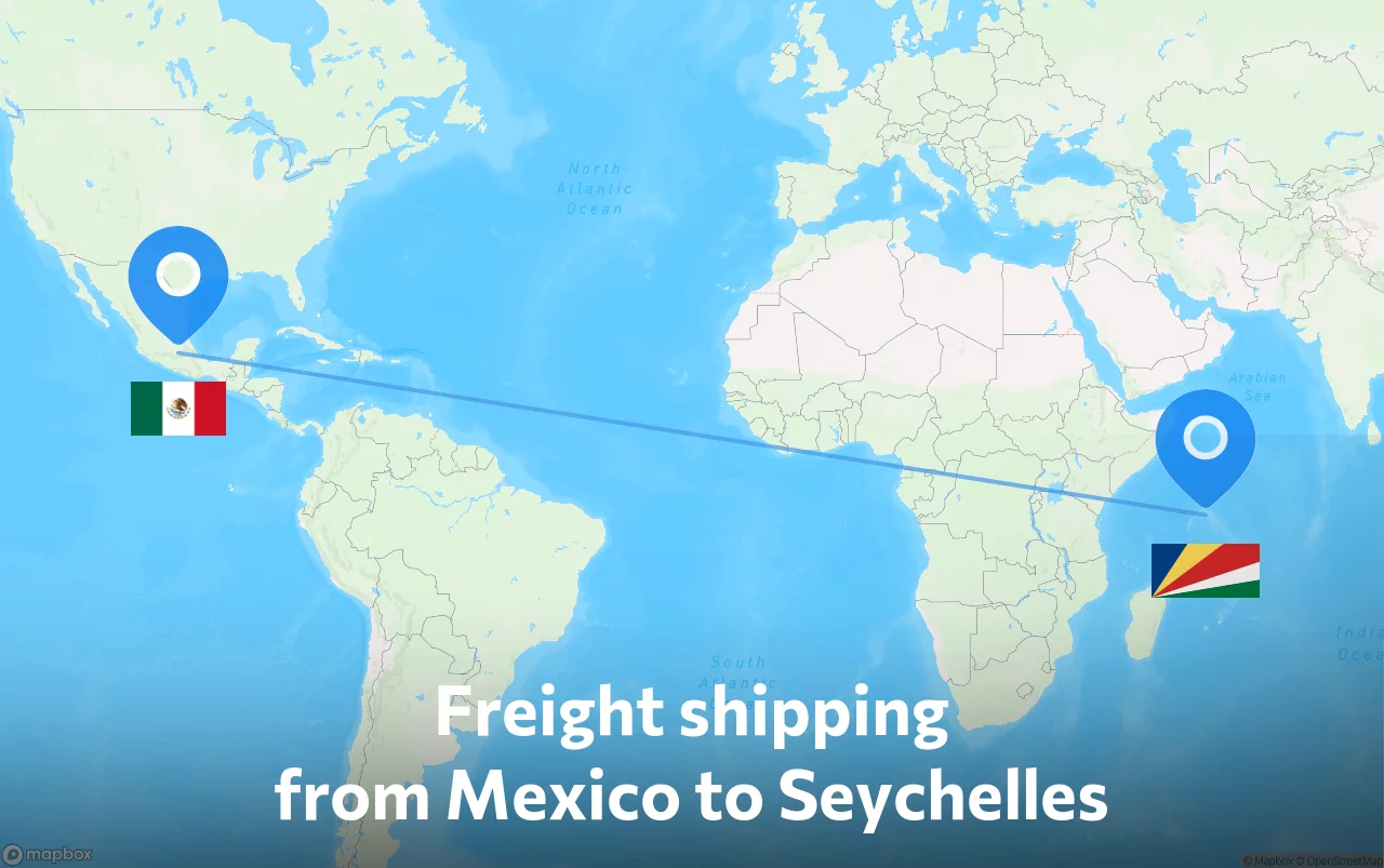 Shipping route from Mexico to Seychelles