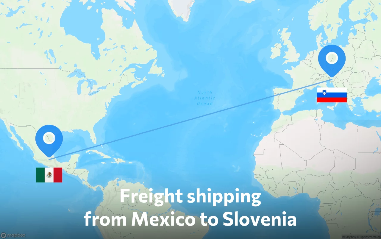 Shipping route from Mexico to Slovenia