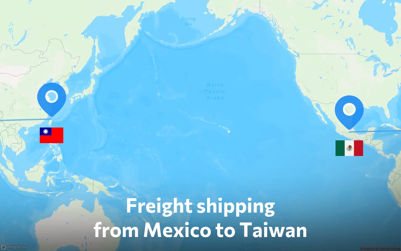 Shipping route from Mexico to Taiwan