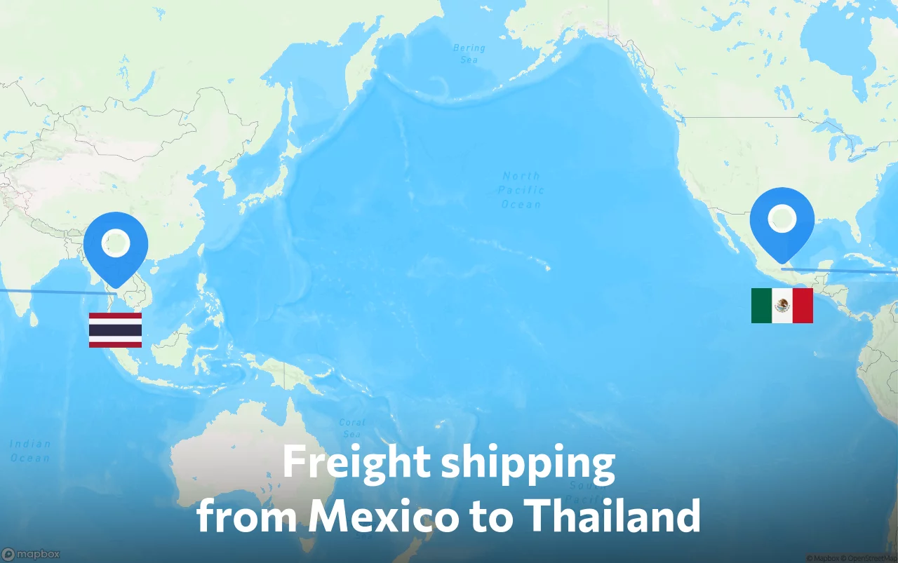 Shipping route from Mexico to Thailand