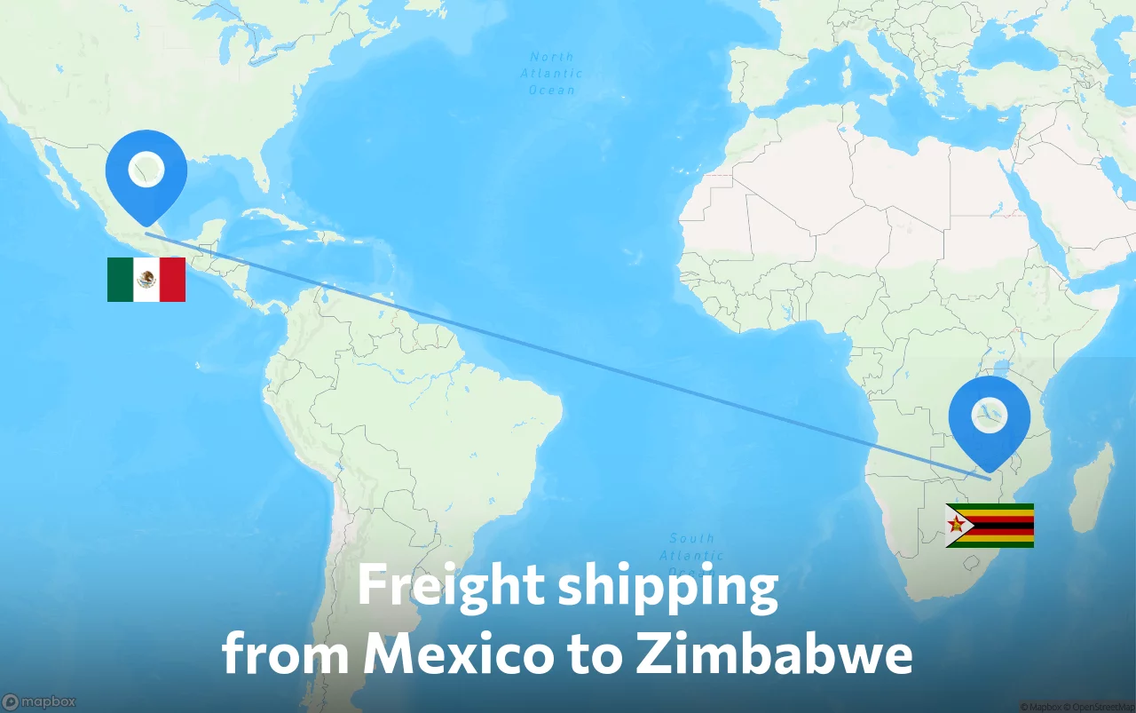 Shipping route from Mexico to Zimbabwe