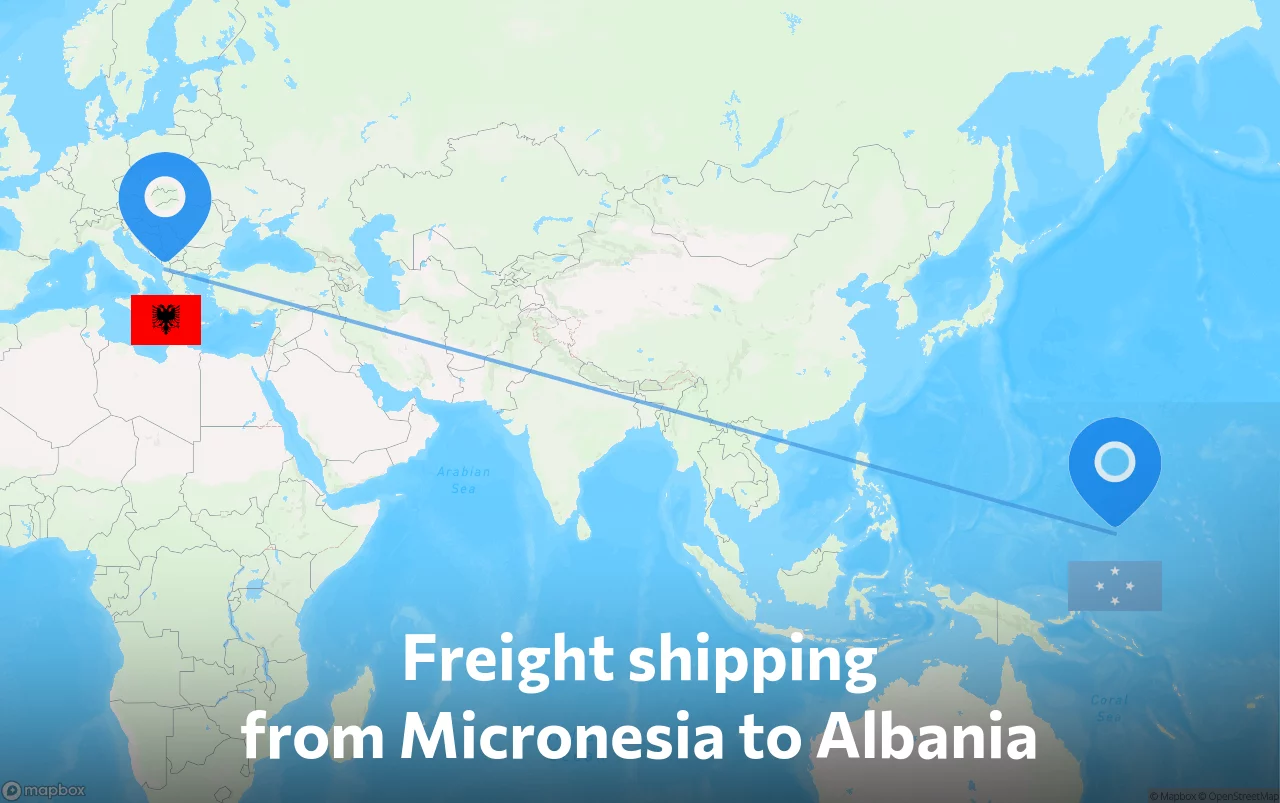 Shipping route from Micronesia to Albania