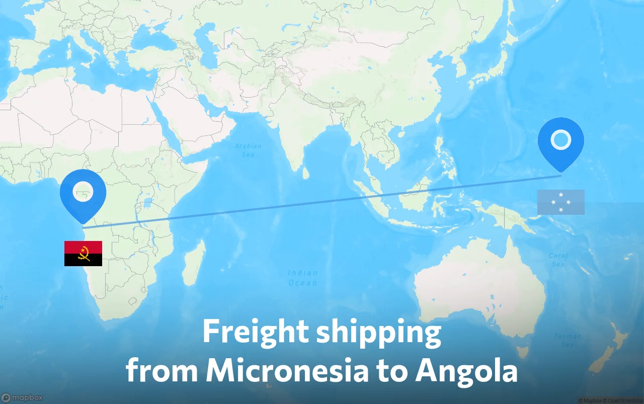 Shipping route from Micronesia to Angola
