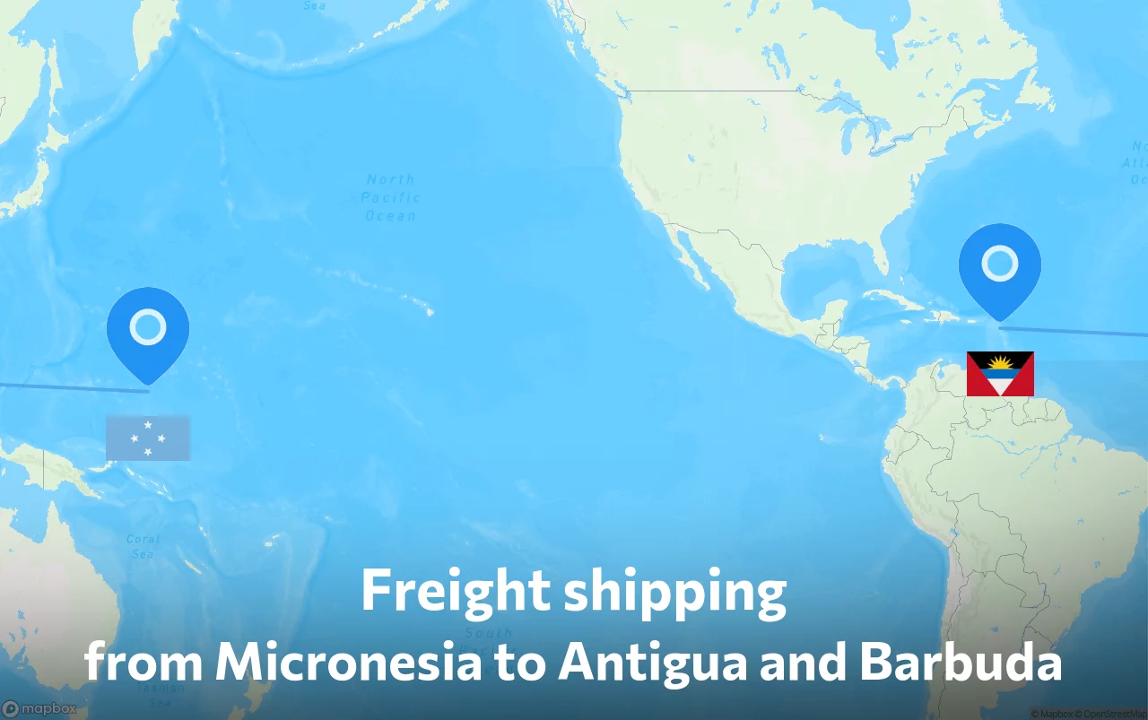 Shipping route from Micronesia to Antigua and Barbuda