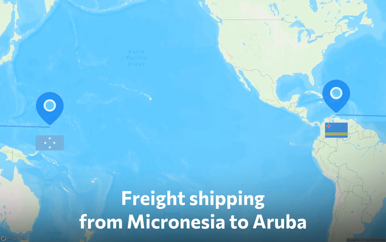 Shipping route from Micronesia to Aruba