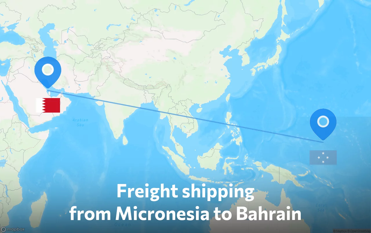 Shipping route from Micronesia to Bahrain