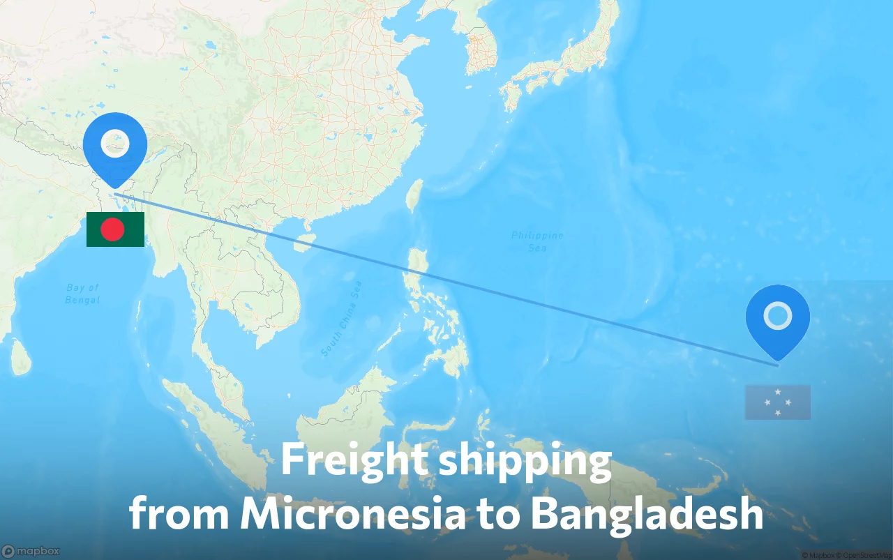 Shipping route from Micronesia to Bangladesh