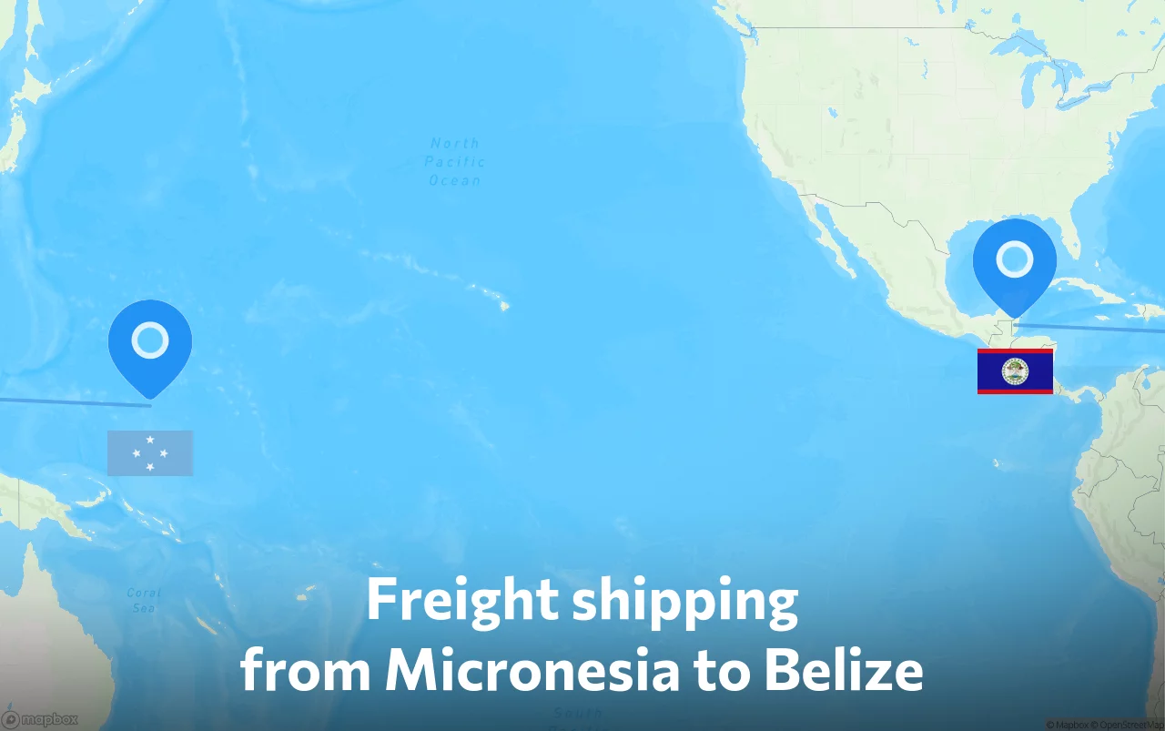 Shipping route from Micronesia to Belize