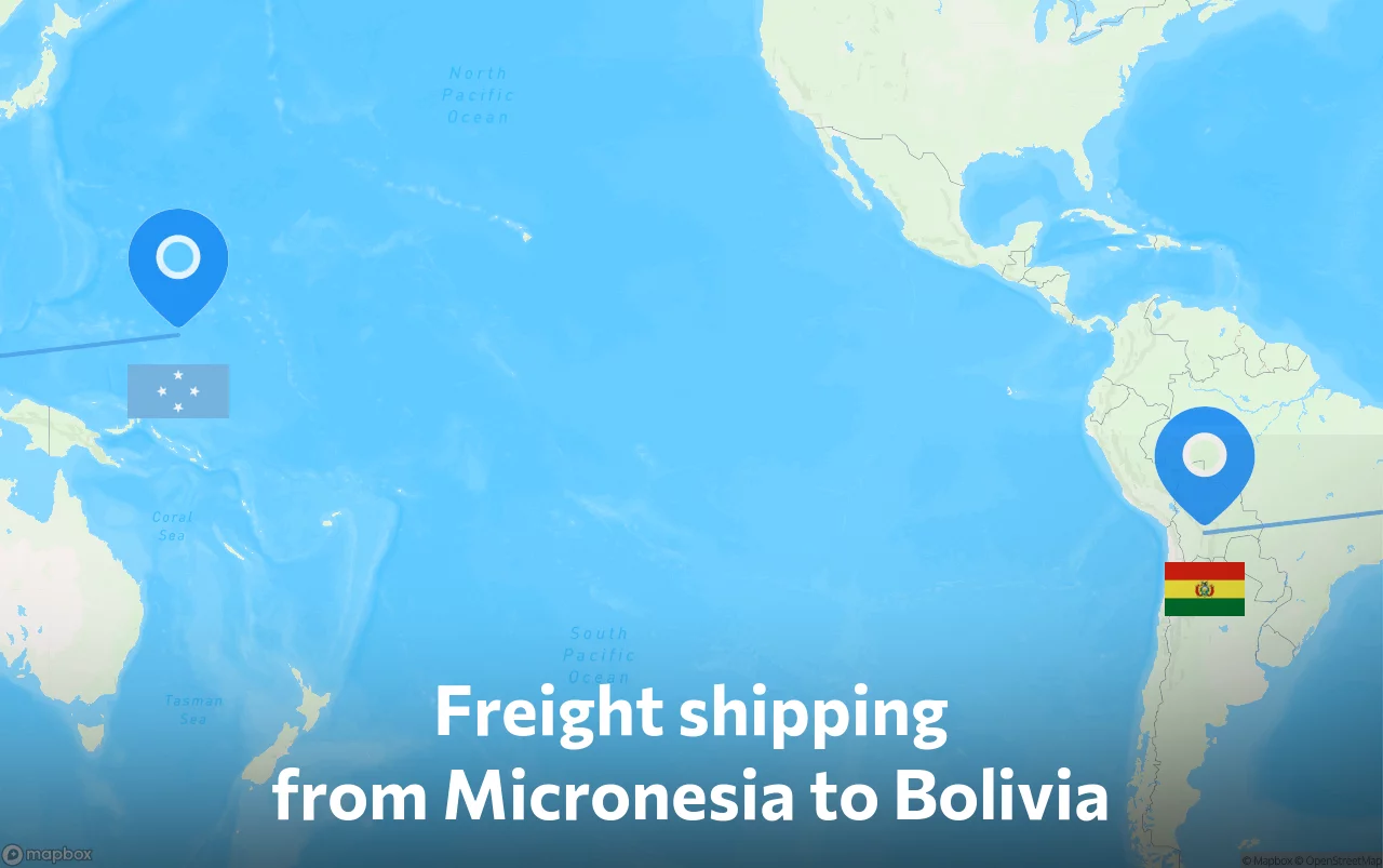 Shipping route from Micronesia to Bolivia