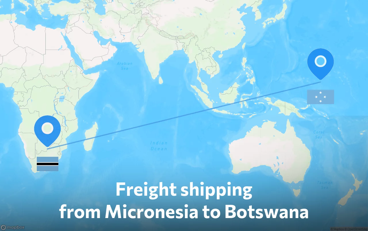 Shipping route from Micronesia to Botswana