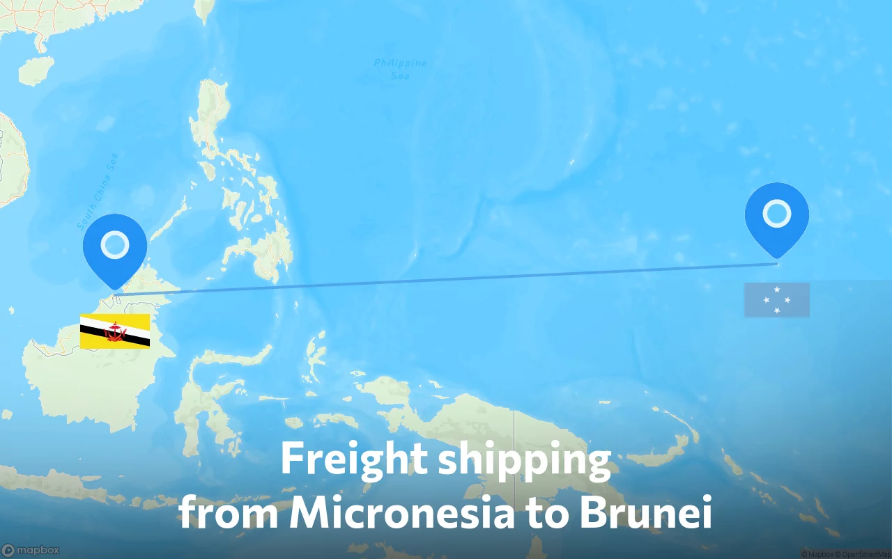 Shipping route from Micronesia to Brunei
