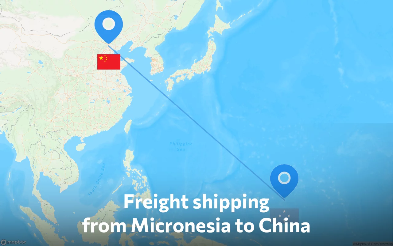 Shipping route from Micronesia to China