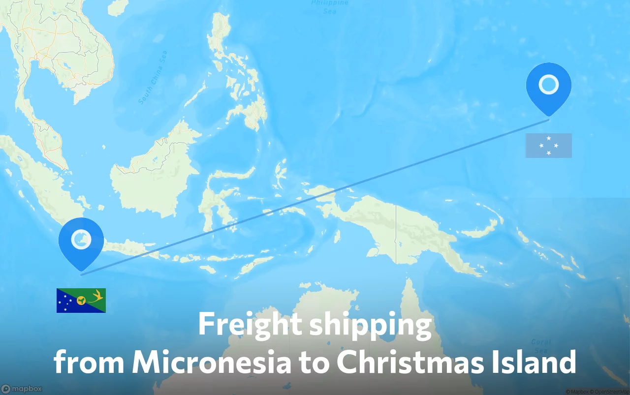 Shipping route from Micronesia to Christmas Island