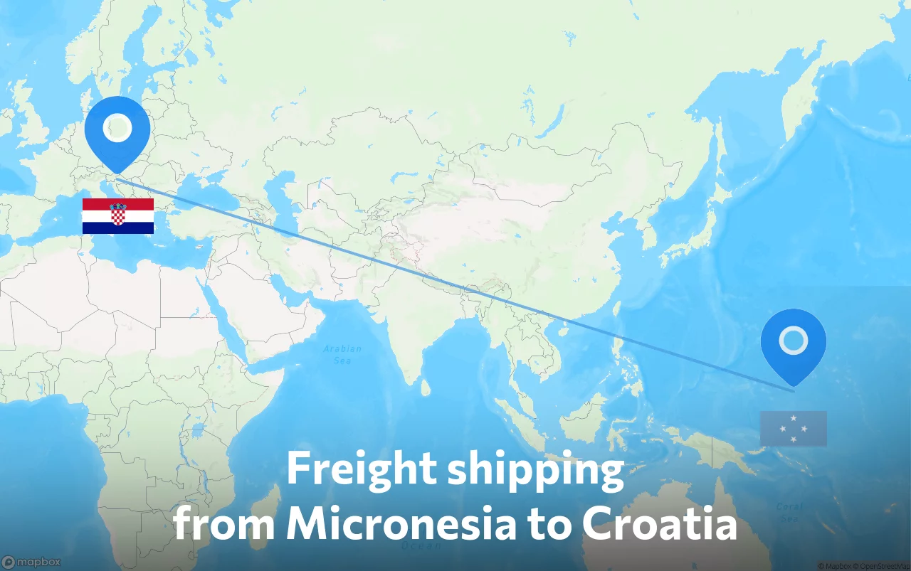 Shipping route from Micronesia to Croatia