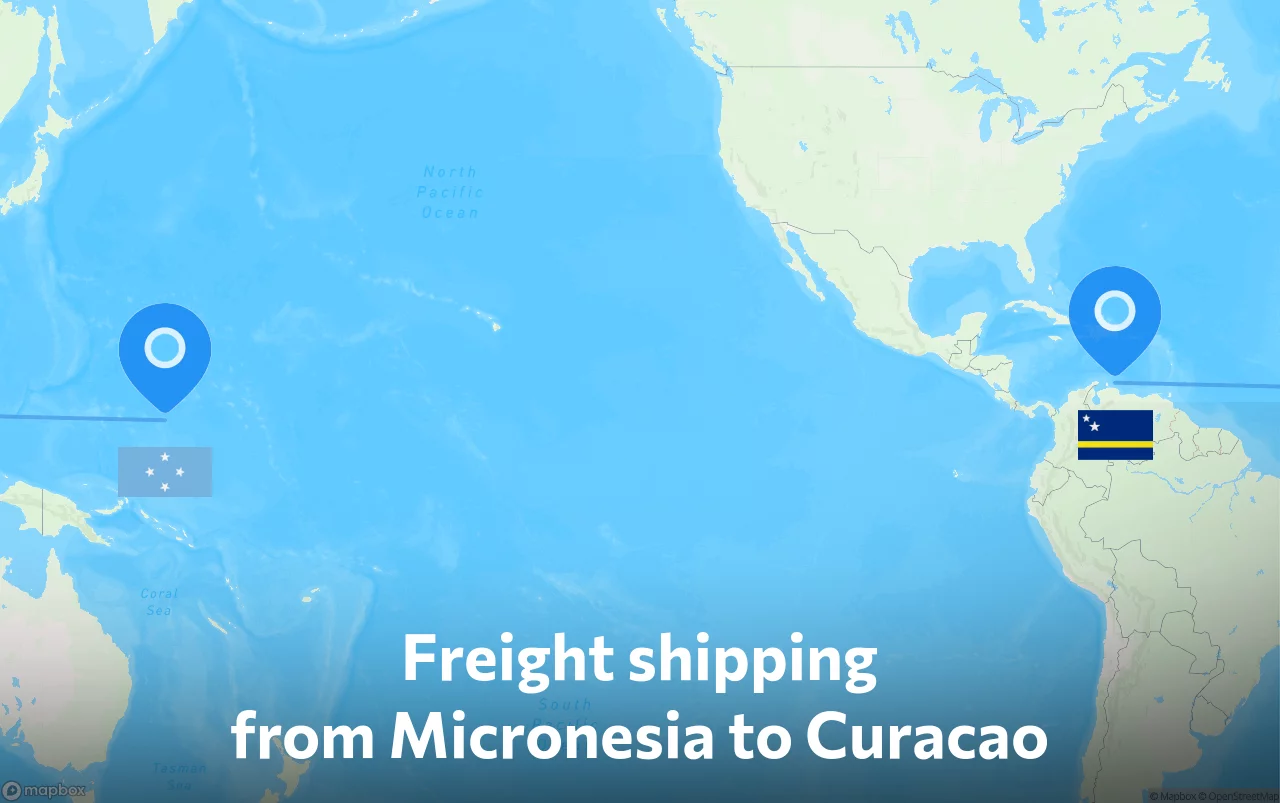 Shipping route from Micronesia to Curacao