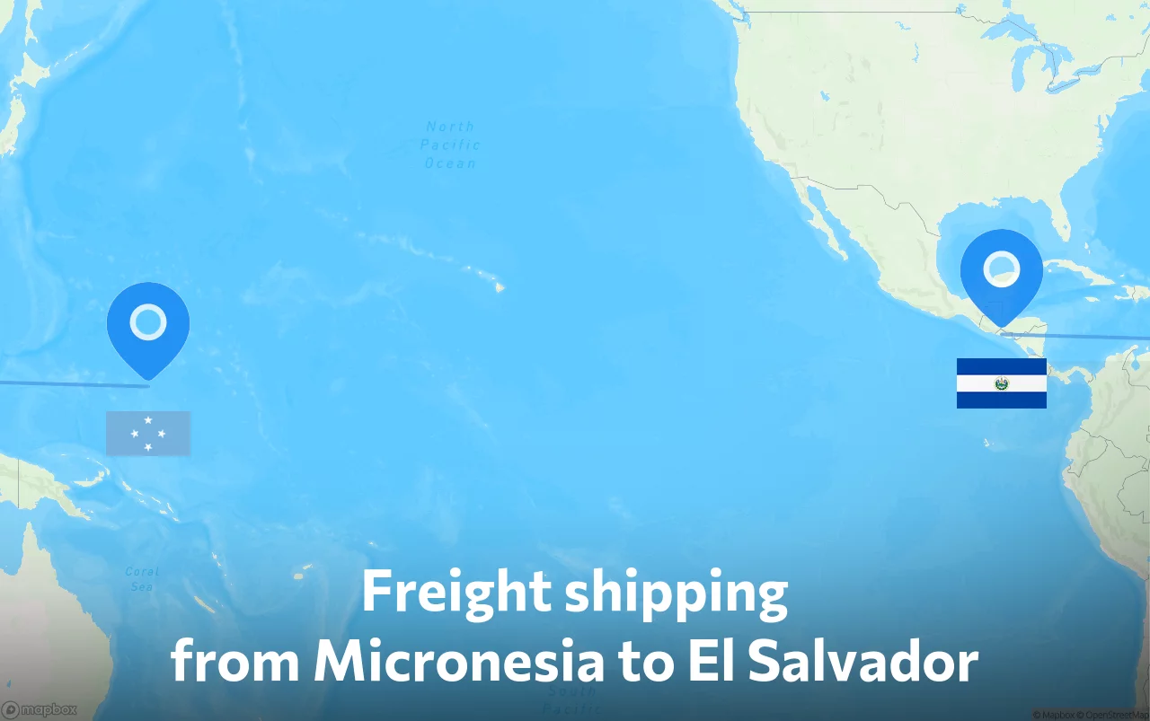 Shipping route from Micronesia to El Salvador