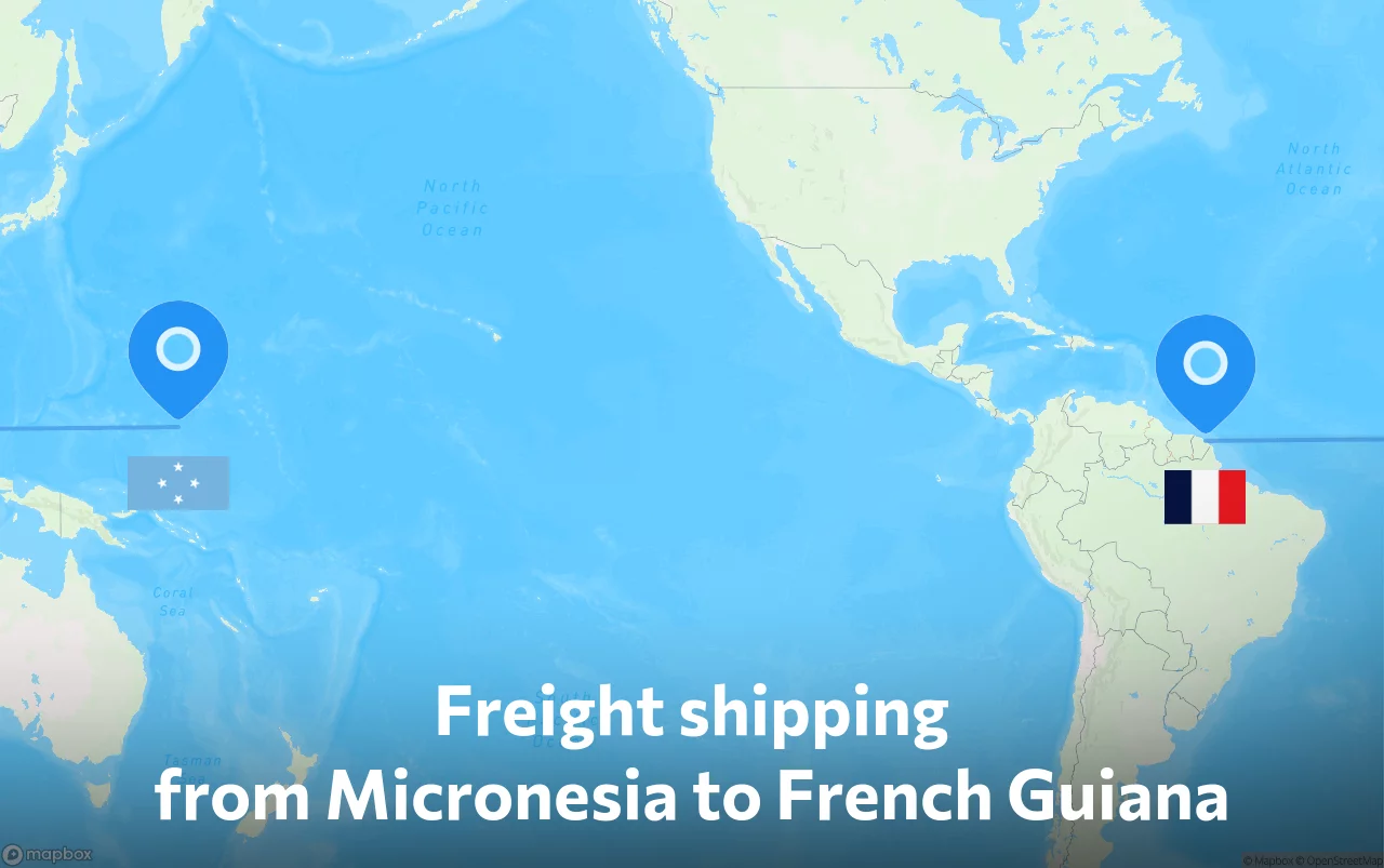 Shipping route from Micronesia to French Guiana